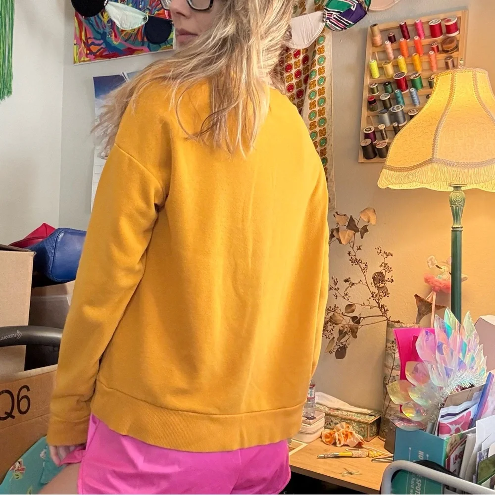 Fifth Sun Yellow Sweatshirt with Sun and Moon Design - Picture 2 of 4